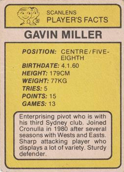 1981 Scanlens #61 Gavin Miller Back